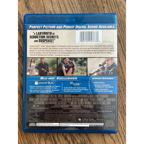The American 2010 Blu-Ray + Digital Copy Thriller George Clooney Film Pre-Owned - Picture 3 of 3